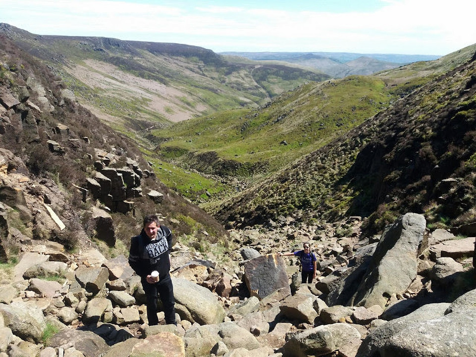 Zoltan and friends going up Kinder Scout